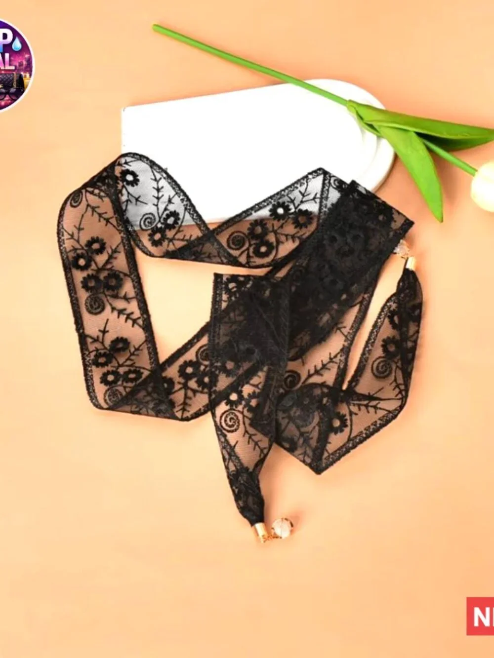 French Floral Lace Hair Ribbon Headband Scarf for Women